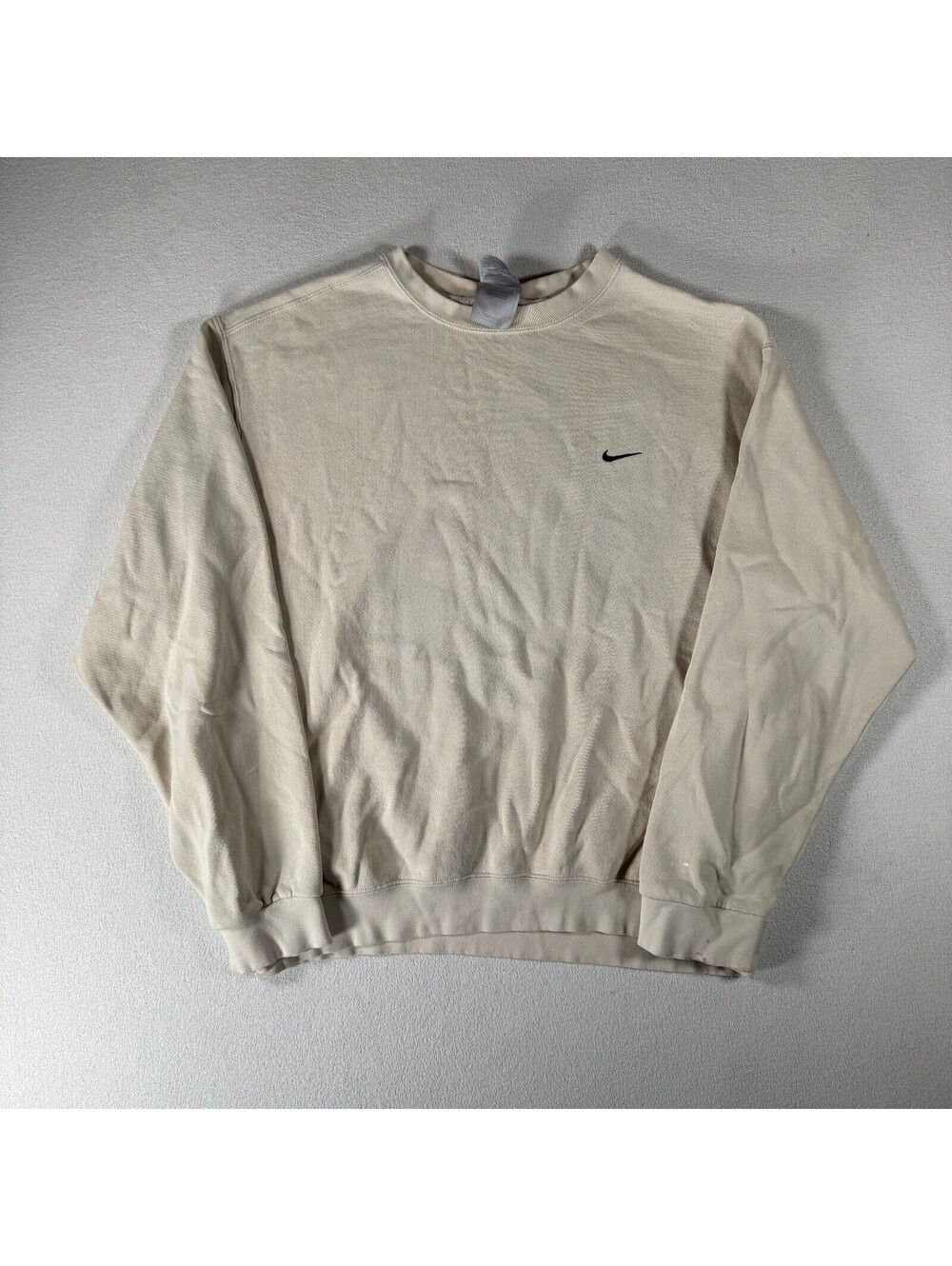 Vintage Nike Silver Tag Cream Small Swoosh Crewneck Sweatshirt Size Large